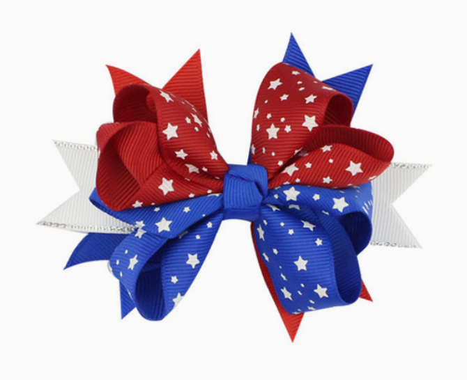 4th of July Patriotic Hair Bow – Red White & Blue
