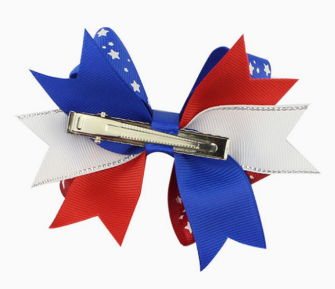 4th of July Patriotic Hair Bow – Red White & Blue