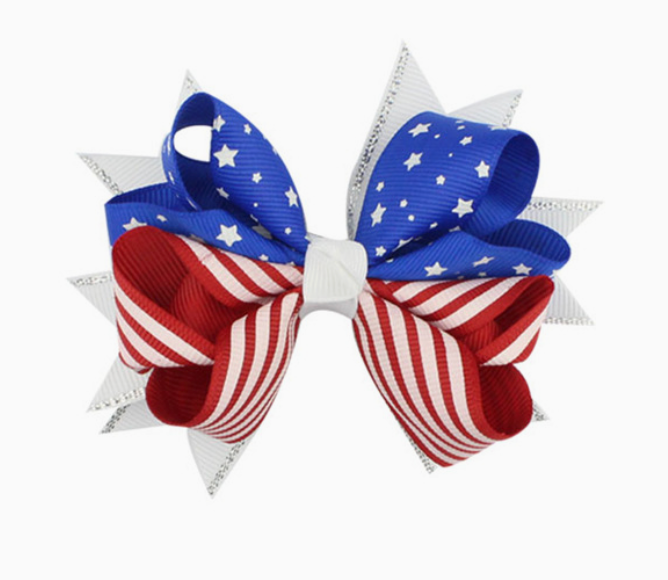 4th of July Patriotic Hair Bow – Red White & Blue