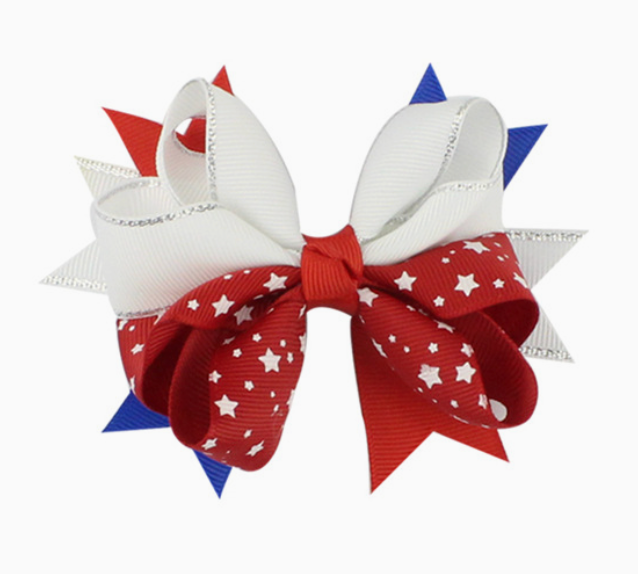 4th of July Patriotic Hair Bow – Red White & Blue