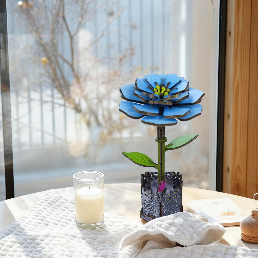 3D Wooden Peony Flower Puzzle - Decorative Art Piece