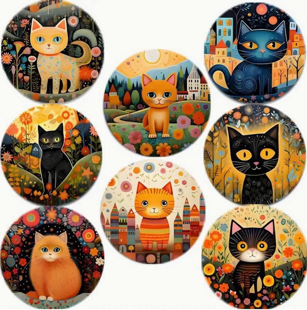 Cat Pattern Coaster Set