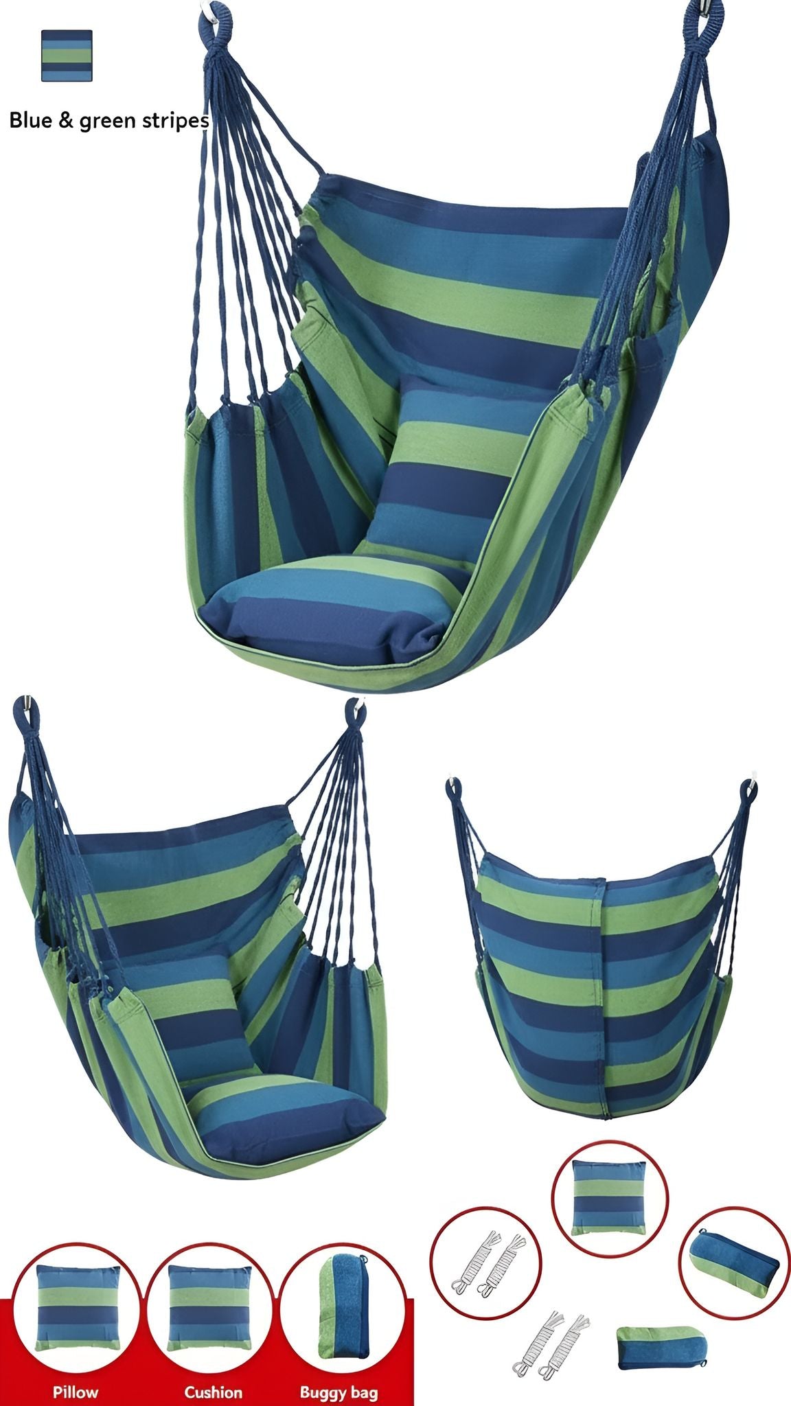 Outdoor Hammock Swing Chair - Blue-Green Stripe